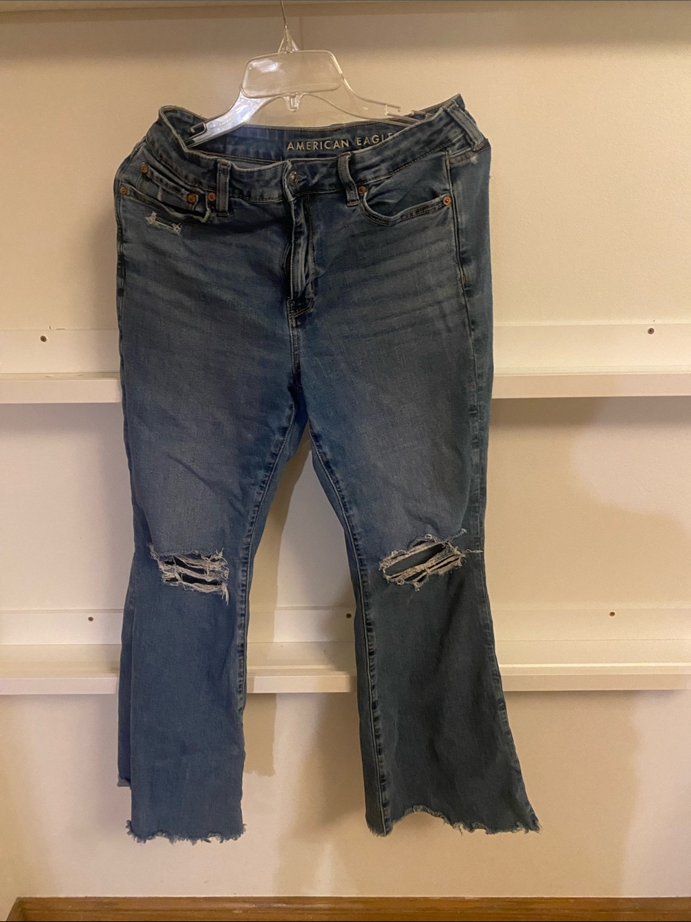 American Eagle Outfitters Distressed Blue flare Jeans